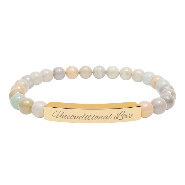 Engravable Natural Stone Bead Bracelet — Personalized Bar Stretch Bracelet