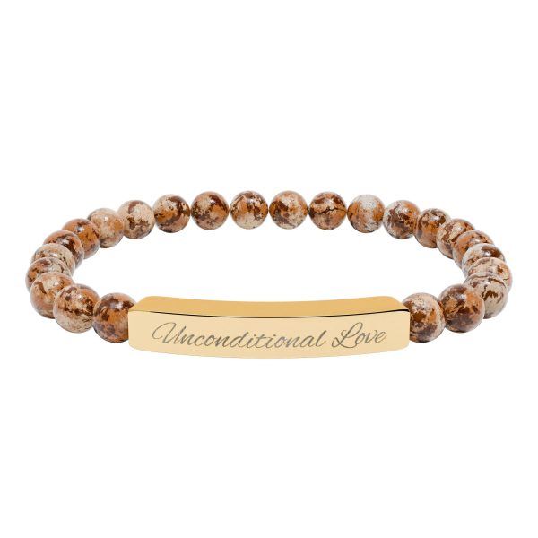 Engravable Natural Stone Bead Bracelet — Personalized Bar Stretch Bracelet