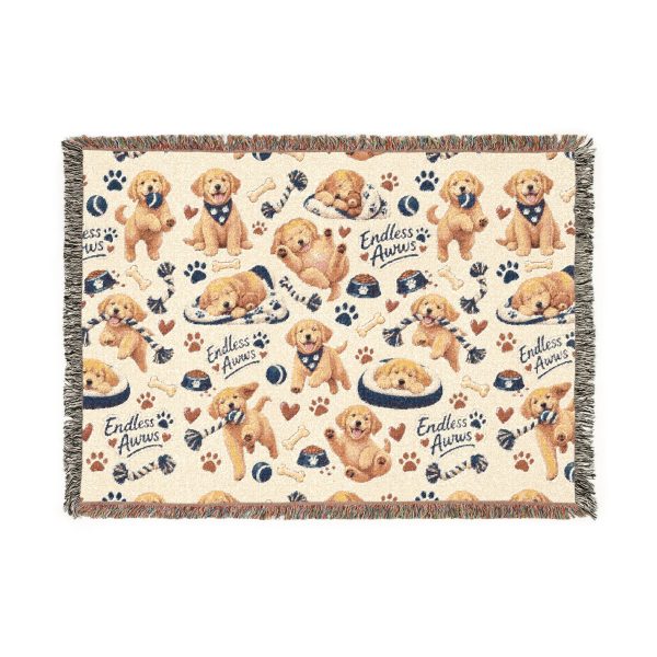 Golden Retriever Woven Blanket - Cozy Throw with Dog Pattern, Reversible Pet Lover Gift