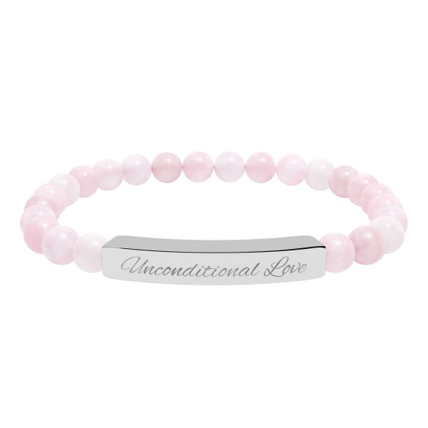 Engravable Natural Stone Bead Bracelet — Personalized Bar Stretch Bracelet