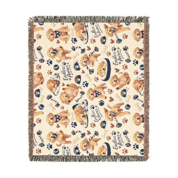 Golden Retriever Woven Blanket - Cozy Throw with Dog Pattern, Reversible Pet Lover Gift
