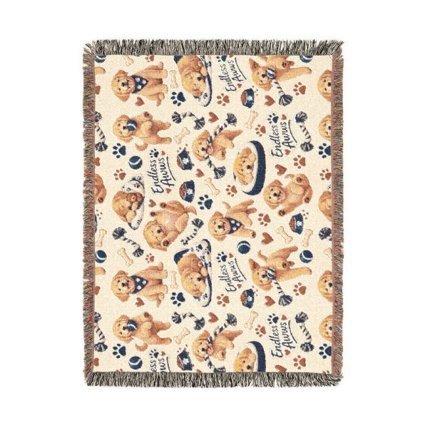 Golden Retriever Woven Blanket - Cozy Throw with Dog Pattern, Reversible Pet Lover Gift
