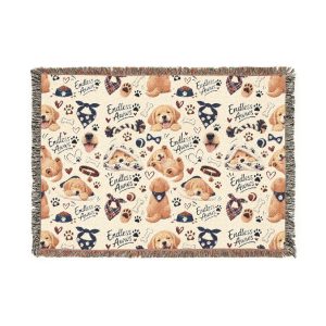 Dog Pattern Woven Blanket – Cute Puppies Throw for Pet Lovers
