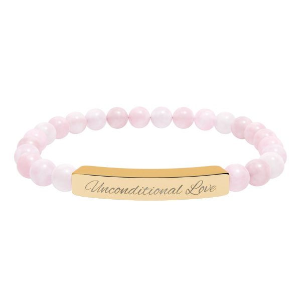 Engravable Natural Stone Bead Bracelet — Personalized Bar Stretch Bracelet