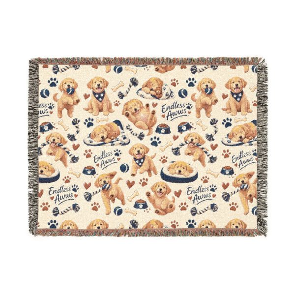 Golden Retriever Woven Blanket - Cozy Throw with Dog Pattern, Reversible Pet Lover Gift