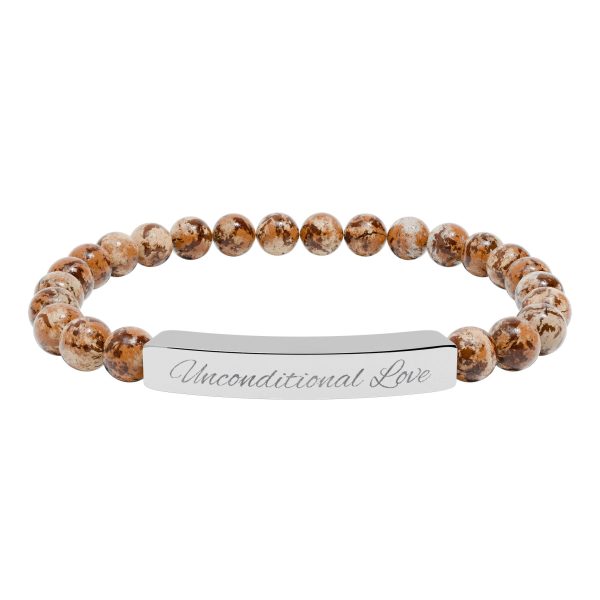 Engravable Natural Stone Bead Bracelet — Personalized Bar Stretch Bracelet
