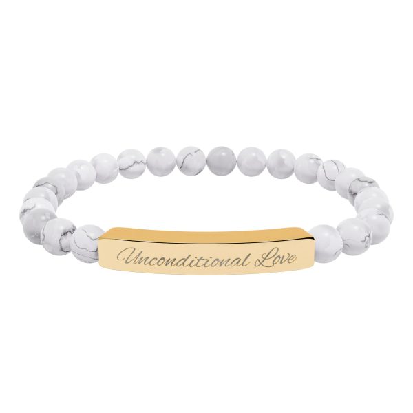 Engravable Natural Stone Bead Bracelet — Personalized Bar Stretch Bracelet