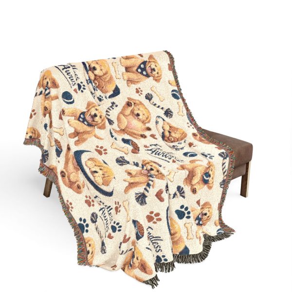 Golden Retriever Woven Blanket - Cozy Throw with Dog Pattern, Reversible Pet Lover Gift
