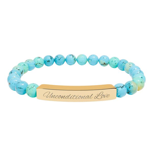 Engravable Natural Stone Bead Bracelet — Personalized Bar Stretch Bracelet