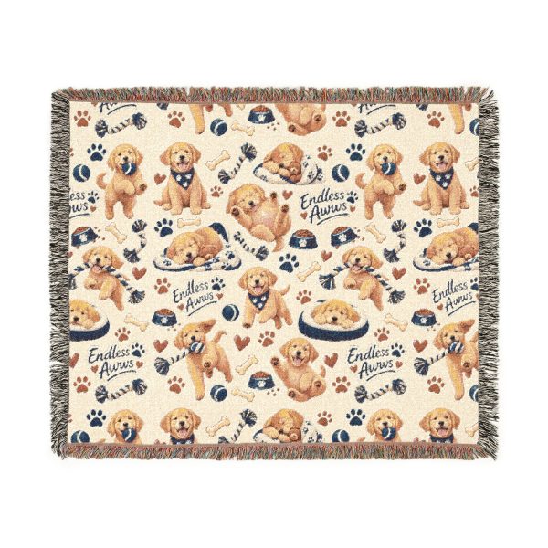 Golden Retriever Woven Blanket - Cozy Throw with Dog Pattern, Reversible Pet Lover Gift