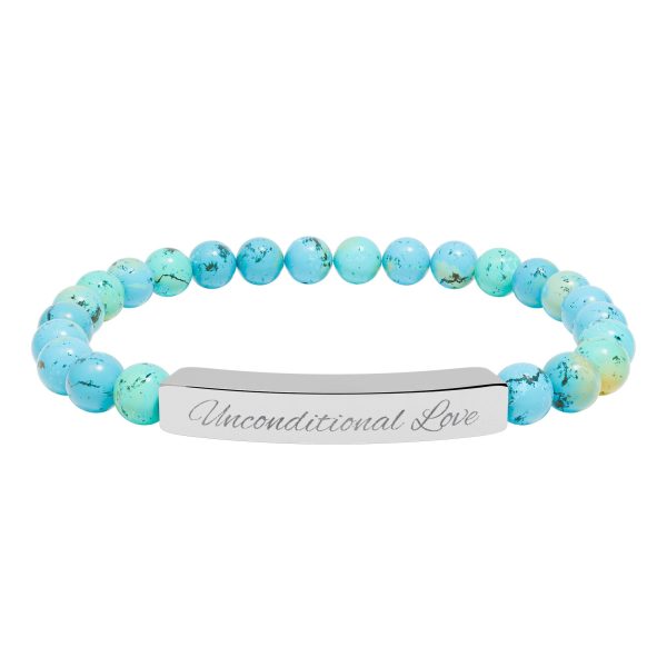 Engravable Natural Stone Bead Bracelet — Personalized Bar Stretch Bracelet